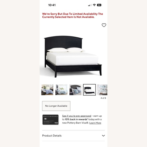Used Pottery Barn Chloe Queen Bed & Nightstand for sale on AptDeco