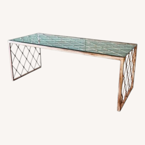 Used Lillian August Brass Glass Coffee Table for sale on AptDeco