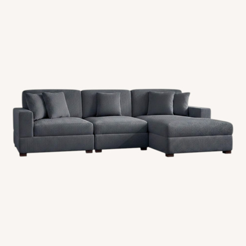 Used Milbrey 3-Piece Corduroy Modular Sectional with Loose Back for sale on AptDeco