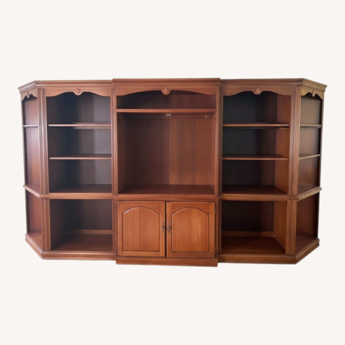 Used Solid Wood 5 Piece Bookcases/TV Cabinet for sale on AptDeco