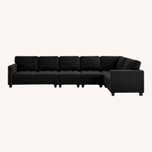 Used Modular Velvet Convertible L Shaped Sofa for sale on AptDeco