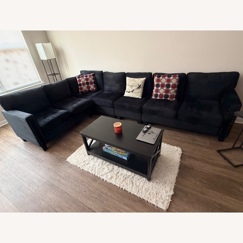 Used Modular Velvet Convertible L Shaped Sofa for sale on AptDeco
