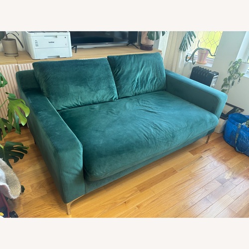 Used Interior Define Sloan Green Velvet Loveseat for sale on AptDeco