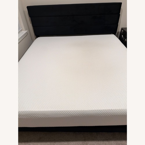 Used Allewie King Platform Bed Frame With Velvet Headboard for sale on AptDeco