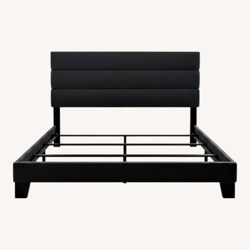 Used Allewie King Platform Bed Frame With Velvet Headboard for sale on AptDeco