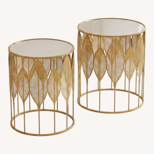 Used Homebeez Gold Nesting Tables Set Stain Steel for sale on AptDeco