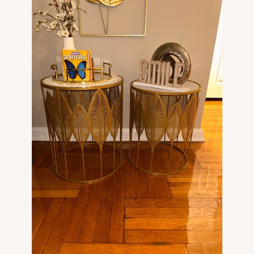 Used Homebeez Gold Nesting Tables Set Stain Steel for sale on AptDeco
