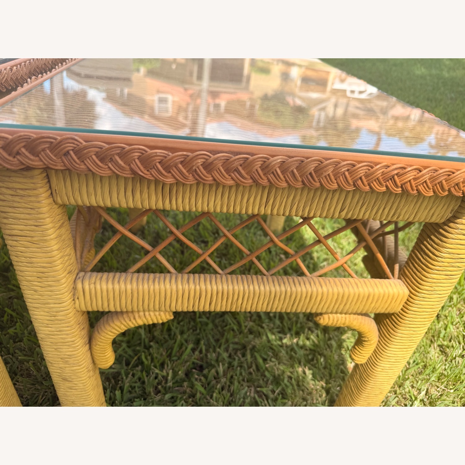 1960s Henry Link Style Wicker & Rattan End Tables - image-5