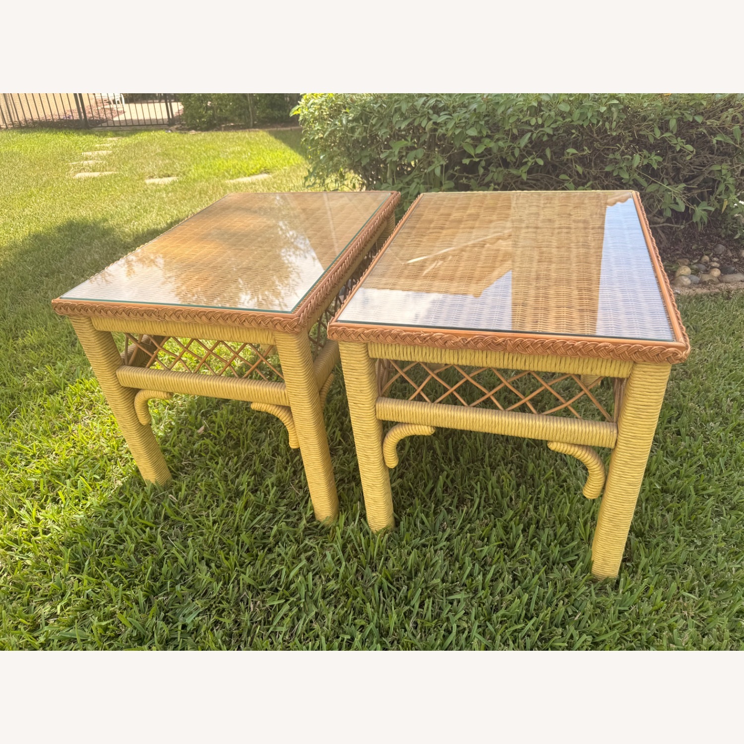 1960s Henry Link Style Wicker & Rattan End Tables - image-7