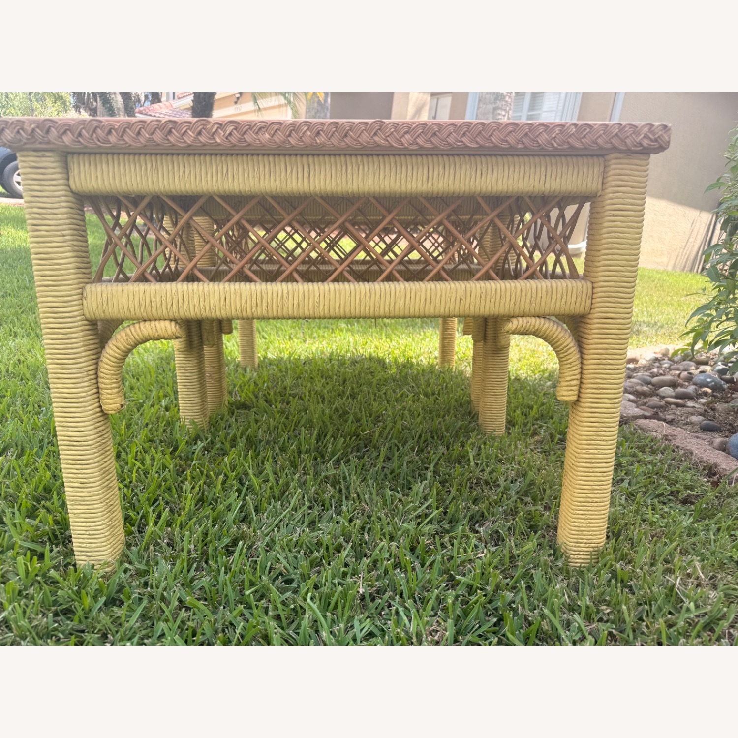 1960s Henry Link Style Wicker & Rattan End Tables - image-2