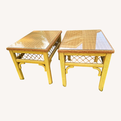 Used 1960s Henry Link Style Wicker & Rattan End Tables for sale on AptDeco