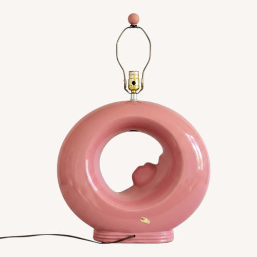 Used 1980s Art Deco Revival Rose "Donut" Lamp for sale on AptDeco