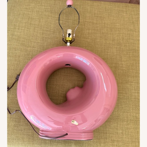 Used 1980s Art Deco Revival Rose "Donut" Lamp for sale on AptDeco