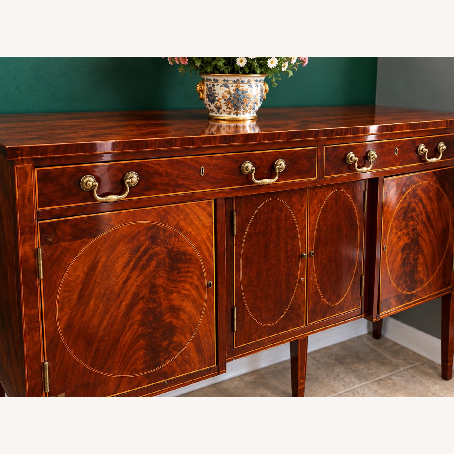 Antique Serpentine Mahogany Credenza - image-4