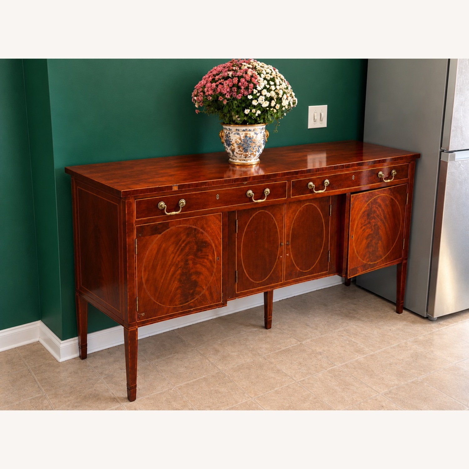 Antique Serpentine Mahogany Credenza - image-3