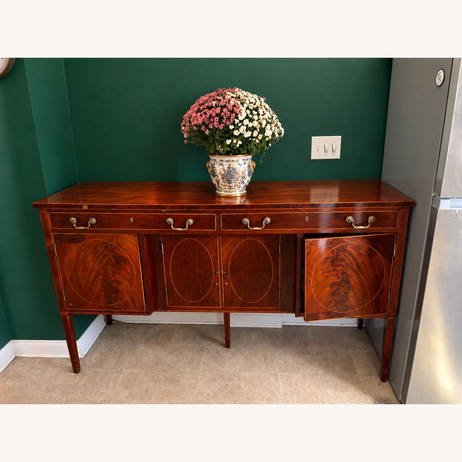 Antique Serpentine Mahogany Credenza - image-8
