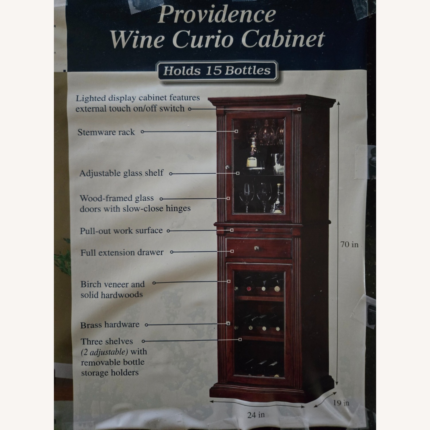 Vintage Thomasville Providence Wine Curio Cabinet - image-1