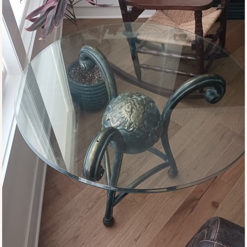 Used La Barge Bronze Globe Tripod Accent Table for sale on AptDeco