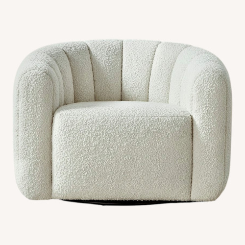 Used CB2 Fitz White Boucle Swivel Chair Set of 2 for sale on AptDeco