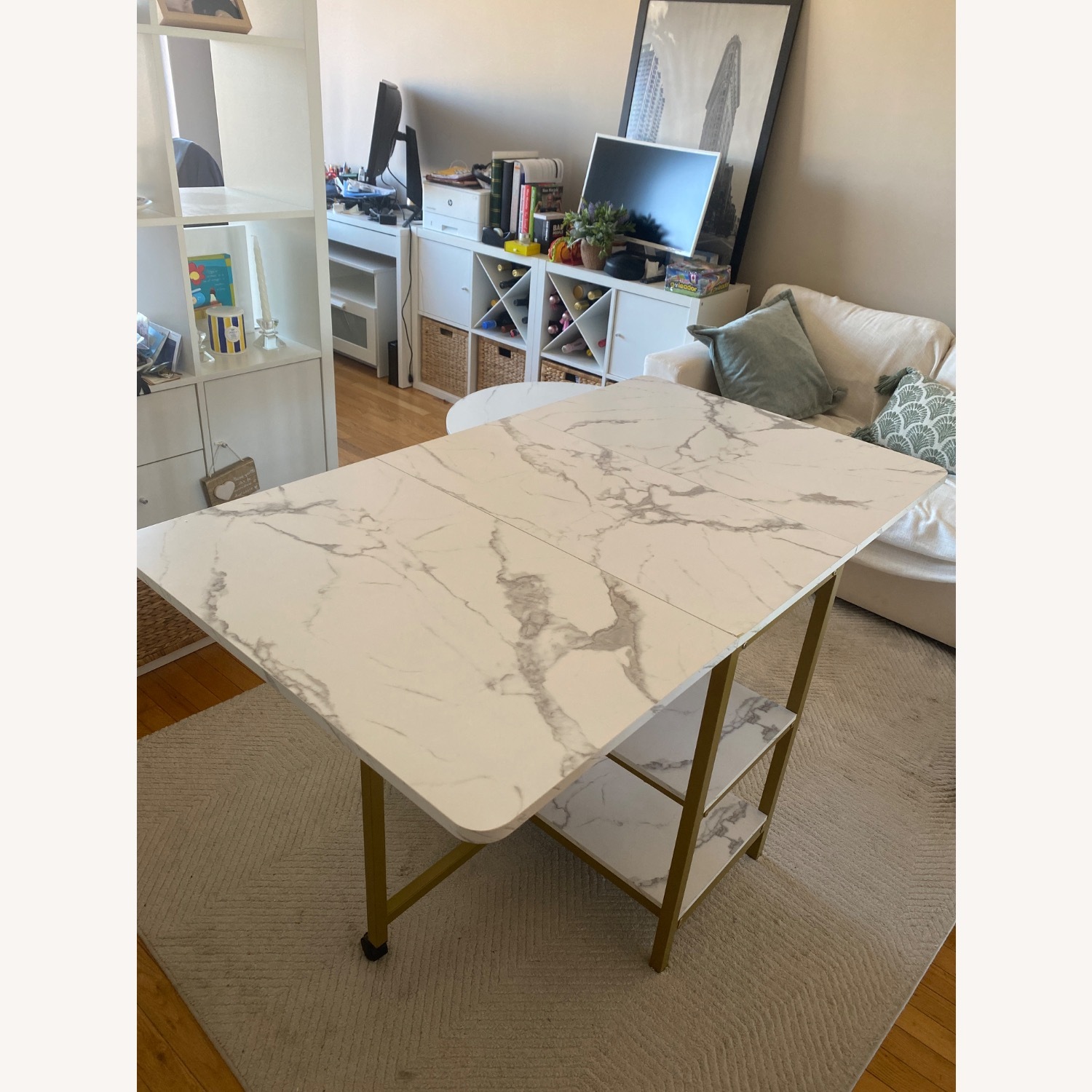 Foldable White Wooden Table - image-4