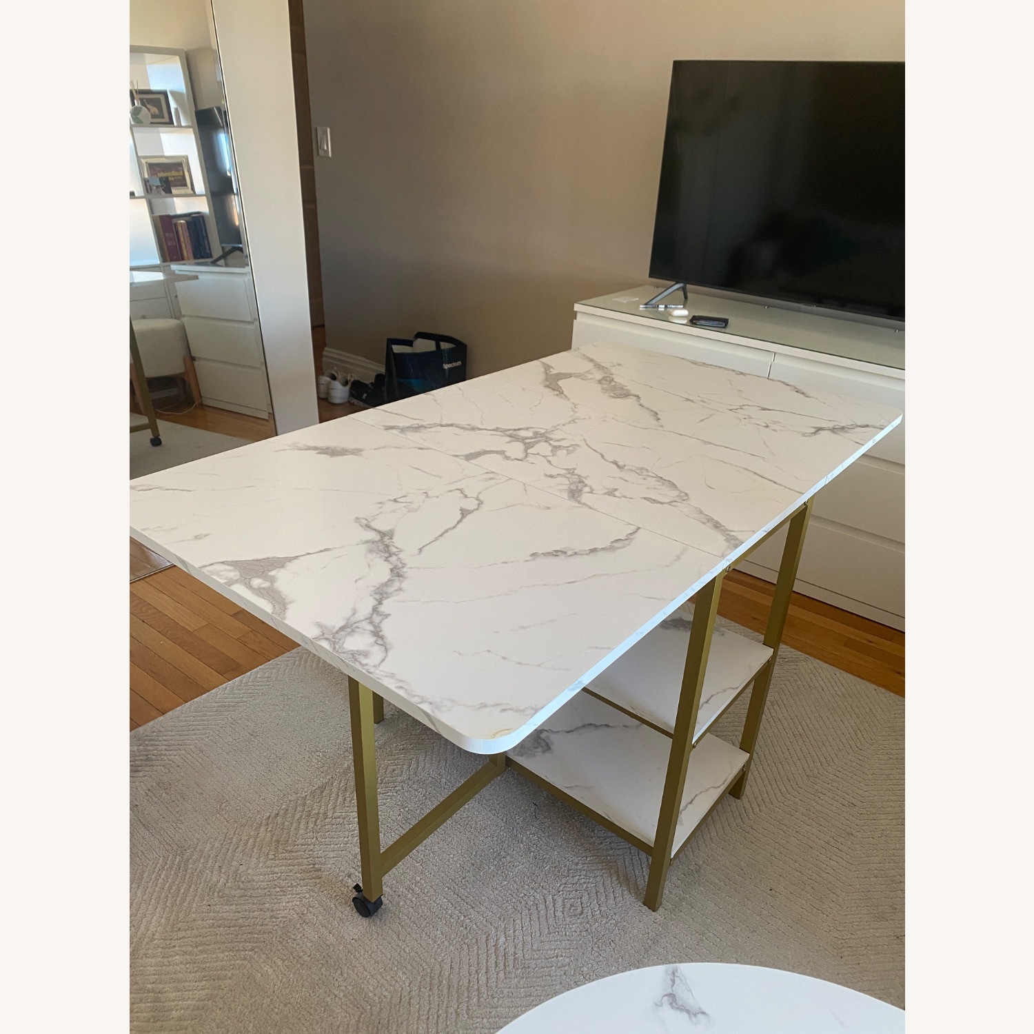 Foldable White Wooden Table - image-2