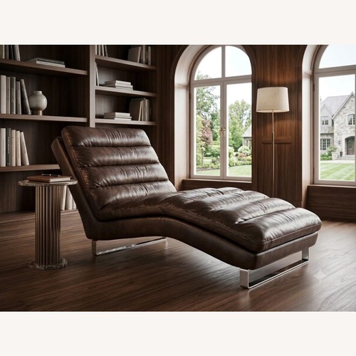 Used Stickley Audi Custom Leather Chaise Lounge for sale on AptDeco