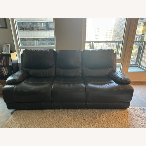 Used Black Leather Reclining 3 Seat Sofa for sale on AptDeco