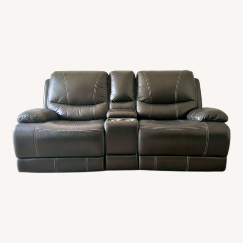 Used Black Leather 2 Seater Sofa for sale on AptDeco