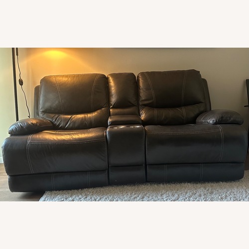 Used Black Leather 2 Seater Sofa for sale on AptDeco