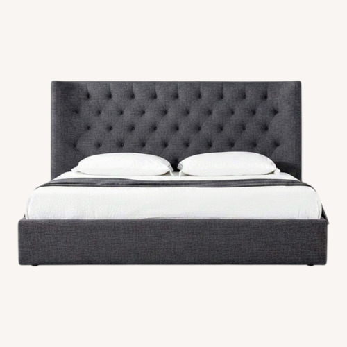 Used Zuri Gray King Fabric Storage Bed for sale on AptDeco
