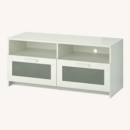 Used IKEA BRIMNES White Wood TV Stand with Drawers for sale on AptDeco
