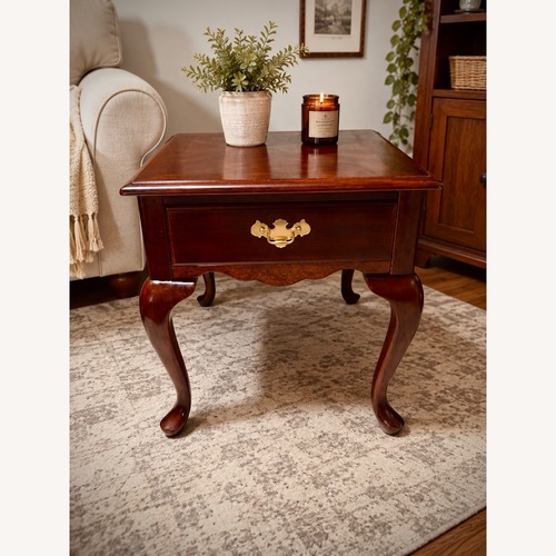 Used Bernhardt Red Wood Side Table for sale on AptDeco