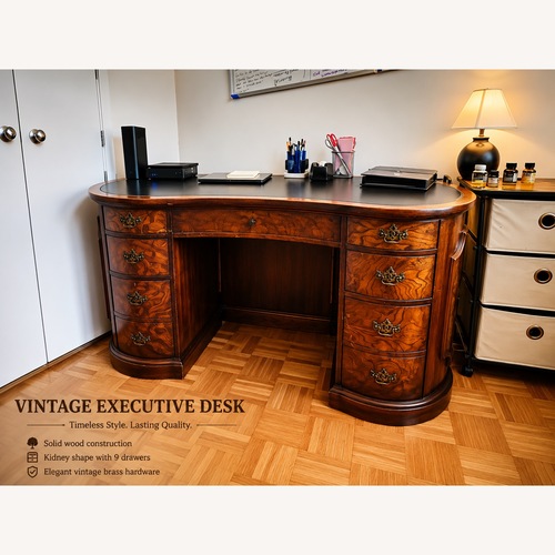 Used Vintage Solid Wood Kidney-Shaped Executive Desk for sale on AptDeco