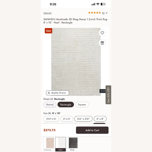 Used Safavieh Pearl 3D Dimensional Rug 8x10 for sale on AptDeco