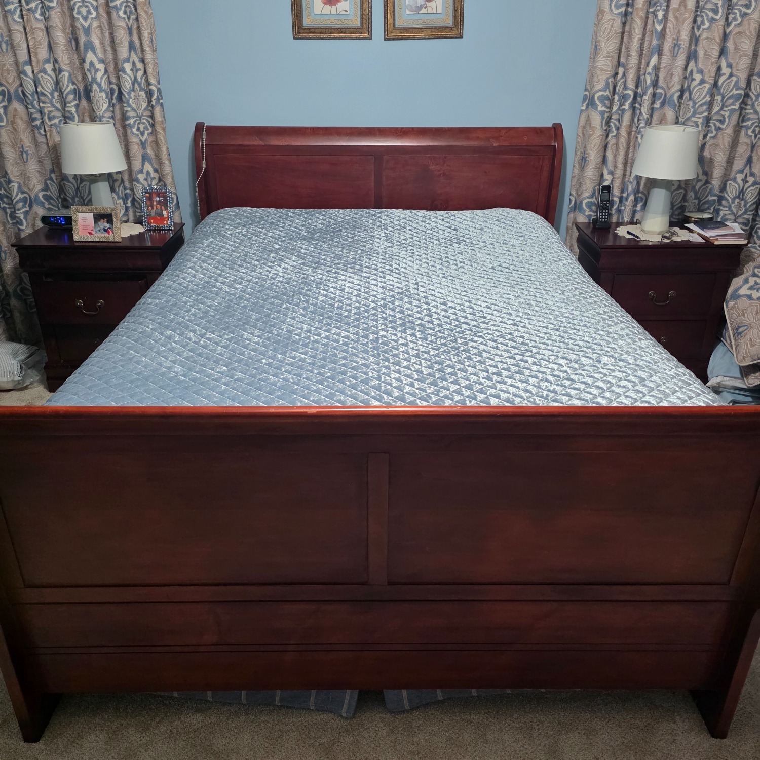 Louis Philippe Cherry Queen Sleigh Bed - image-2