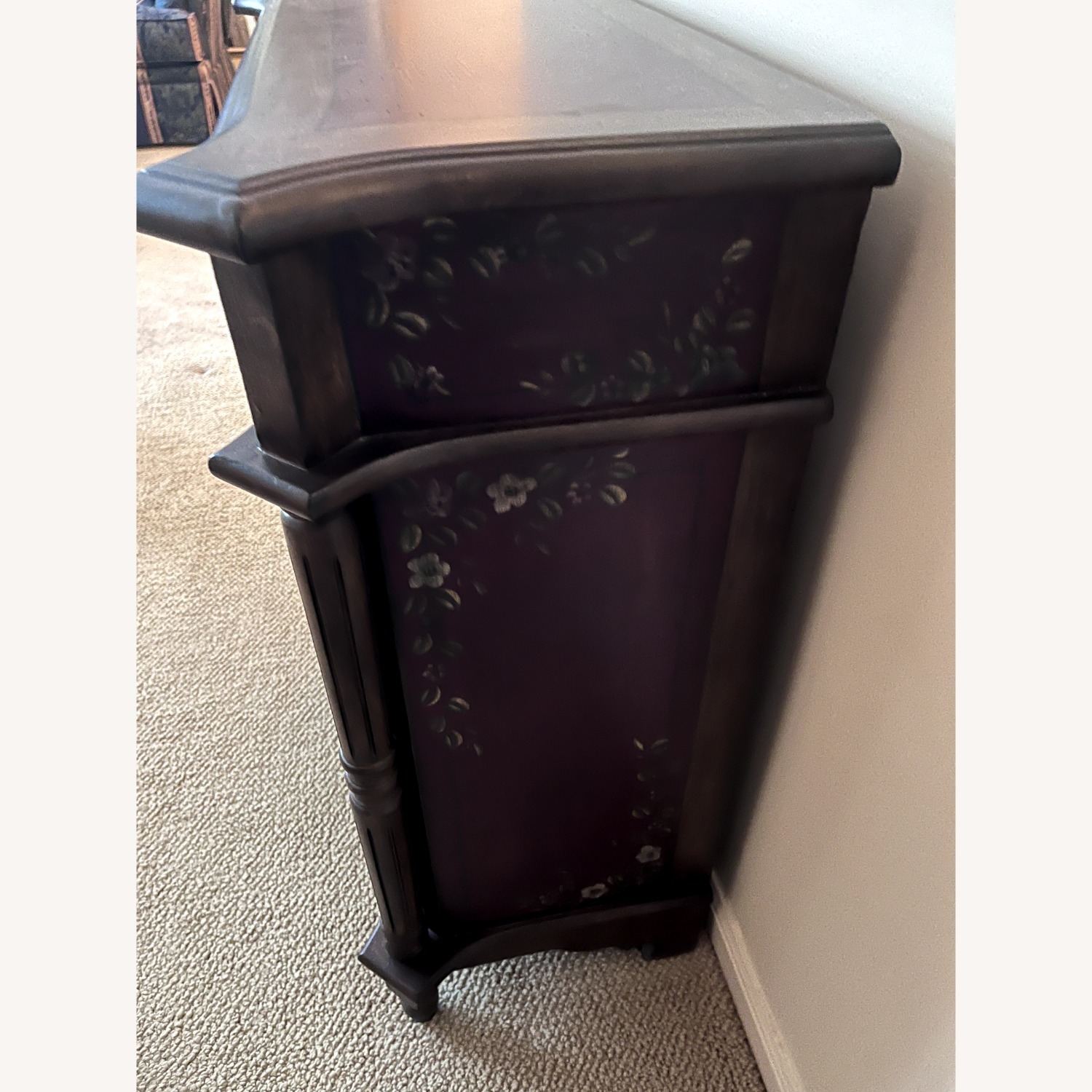 Vintage/Antique Floral Dark Brown Wood Sideboard - image-6
