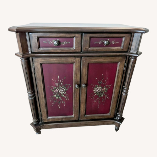 Used Vintage/Antique Floral Dark Brown Wood Sideboard for sale on AptDeco
