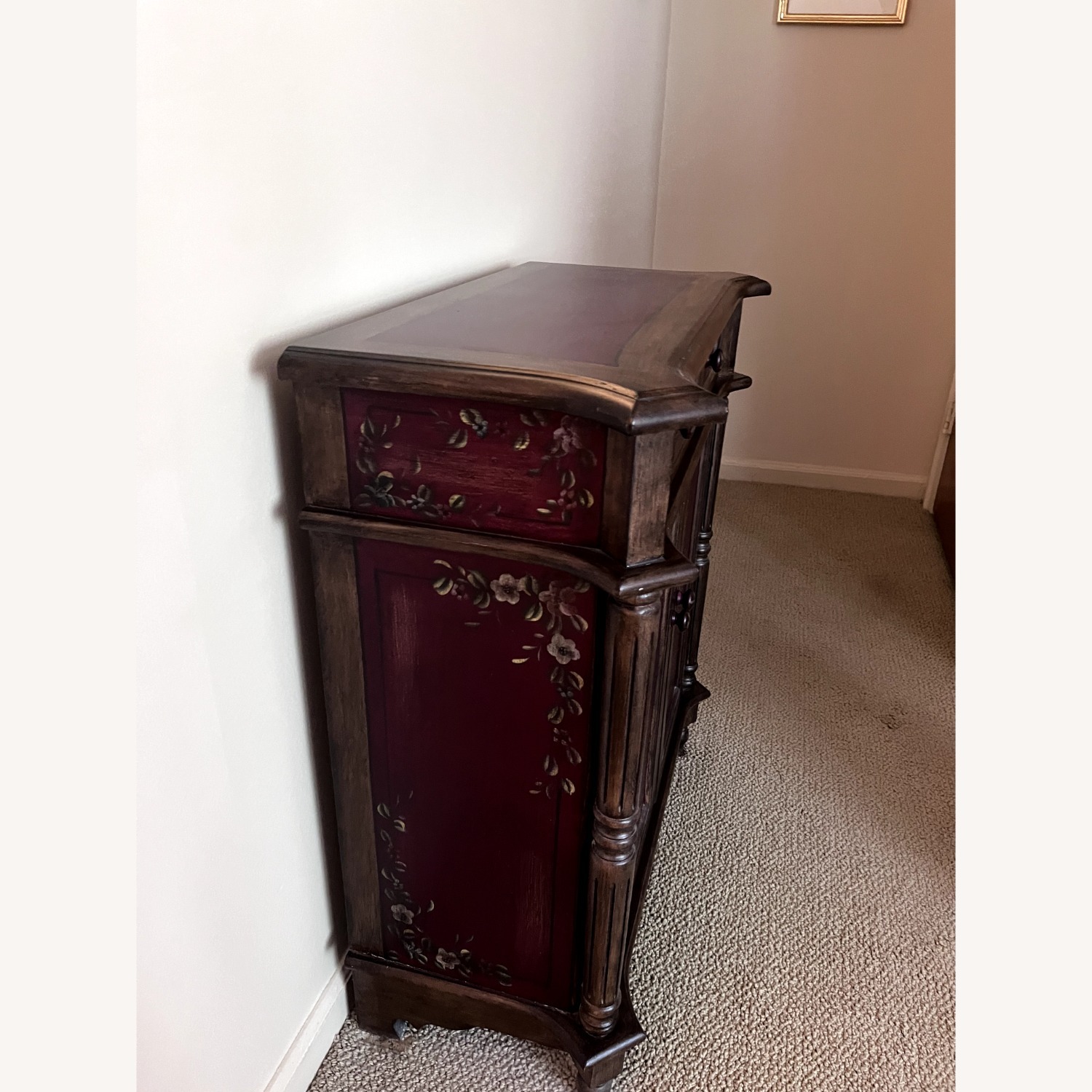 Vintage/Antique Floral Dark Brown Wood Sideboard - image-3