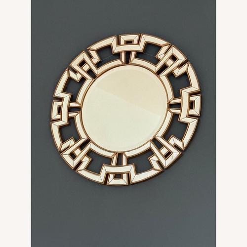 Used Gold Greek Key Round Wall Mirror for sale on AptDeco