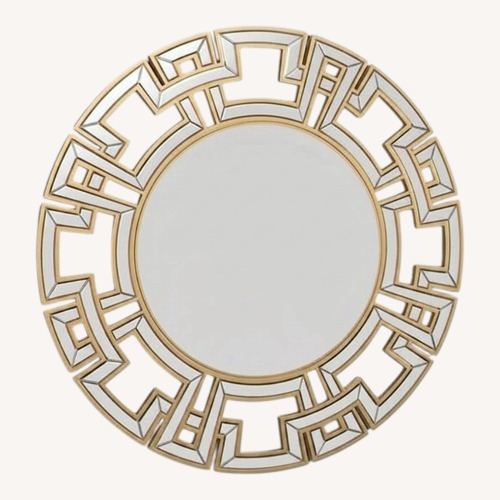 Used Gold Greek Key Round Wall Mirror for sale on AptDeco