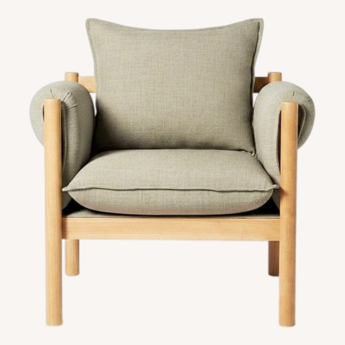 Used Light Gray Wood Accent Chair for sale on AptDeco
