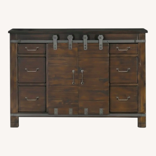 Used Furniture Row Dark Brown Wood Dresser for sale on AptDeco