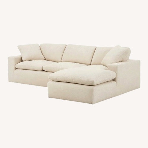Used Kathy Kuo Home Sadie Classic Cream Chaise Sectional for sale on AptDeco