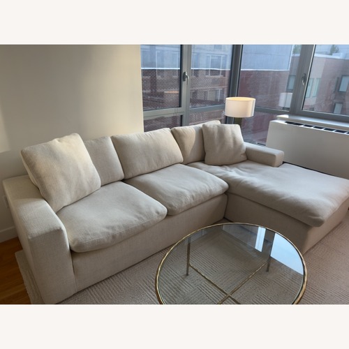 Used Kathy Kuo Home Sadie Classic Cream Chaise Sectional for sale on AptDeco