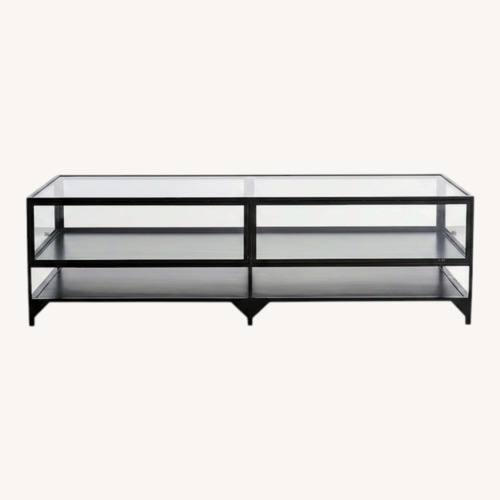 Used West Elm Black Glass Shadow Box Coffee Table for sale on AptDeco