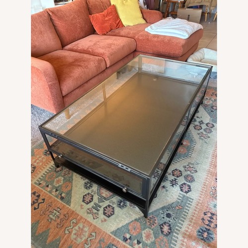 Used West Elm Black Glass Shadow Box Coffee Table for sale on AptDeco