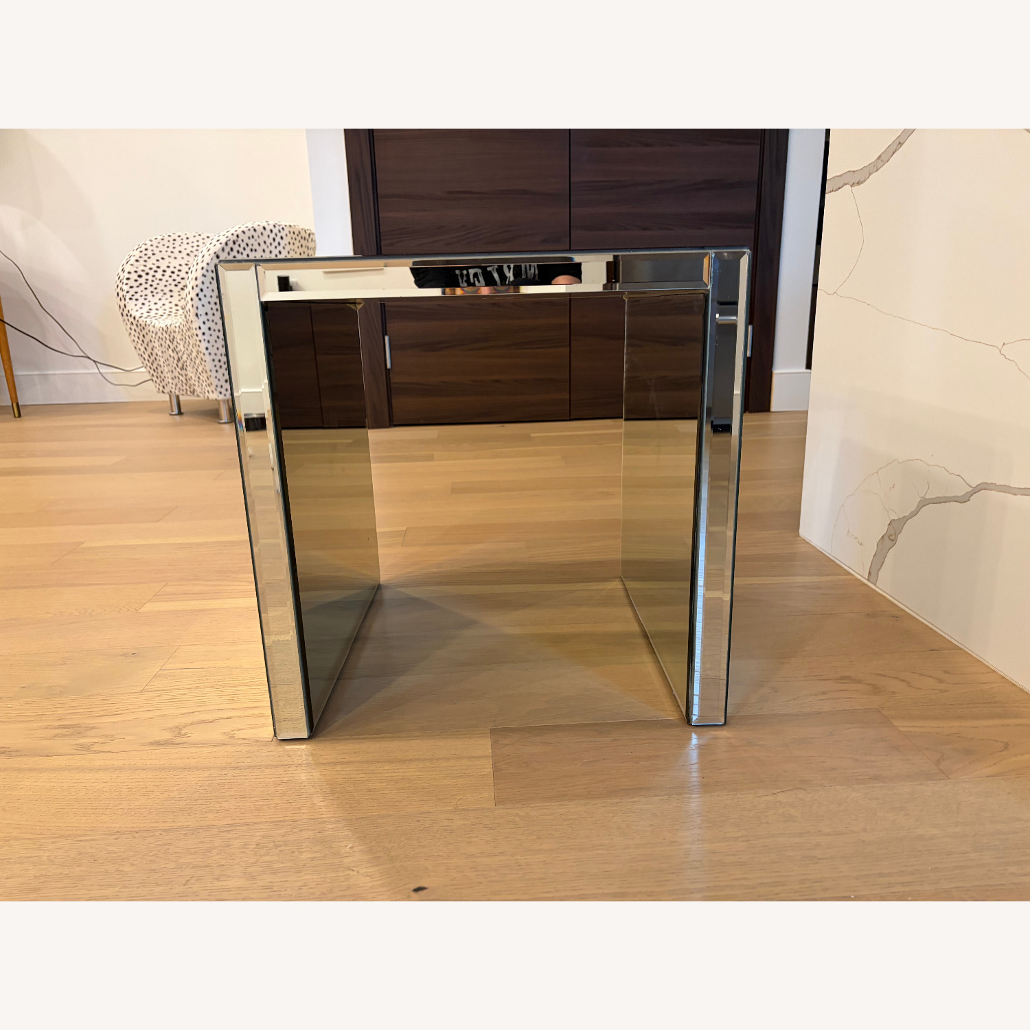 Vintage/Deco Silver Glass Side Table - image-2