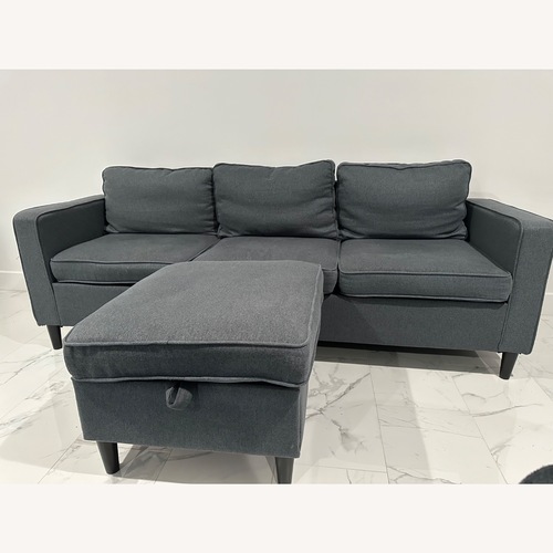 Used Wayfair Dark Gray Linen 2 Piece Sectional for sale on AptDeco