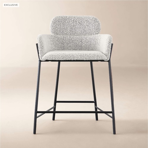 Used CB2 Azalea Upholstered Boucle Bar Stools for sale on AptDeco