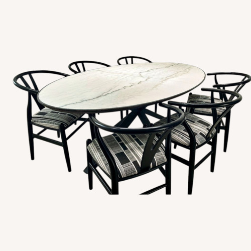 Used Arhaus Meridian Marble Table Set for sale on AptDeco